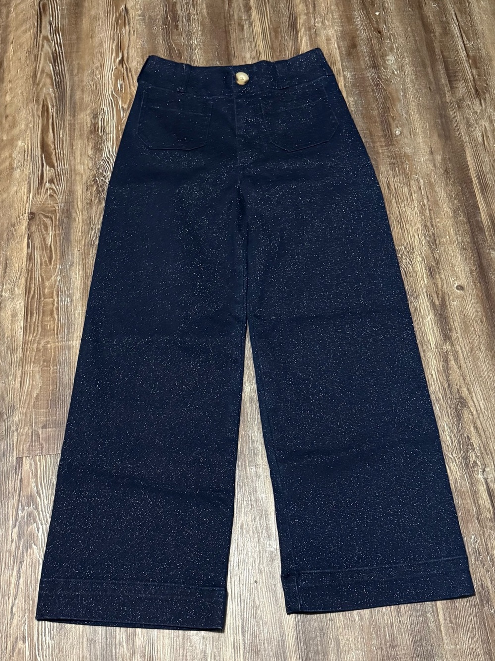 Maeve The Colette Sparkly Pants Women's 24 Cropped Wide Leg Patch Pocket Denim